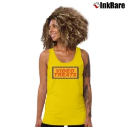 Women’s 1980s Captain Video Movie Rental Store Hyde Park New York Tank Top in yellow | Lightweight, Movement-Friendly