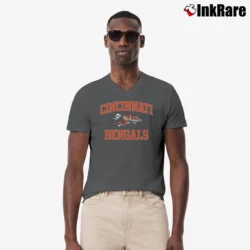 Men’s 1980s Cincinnati Bengals NFL Football V-Neck Tee in charcoal | Sharp, Breathable, Everyday Staple