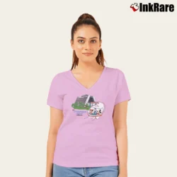 Women’s 1980s Contemporary Resort Mickey Mouse Disney World Classic V-Neck Tee in light pink | Chic Neckline, Soft Texture