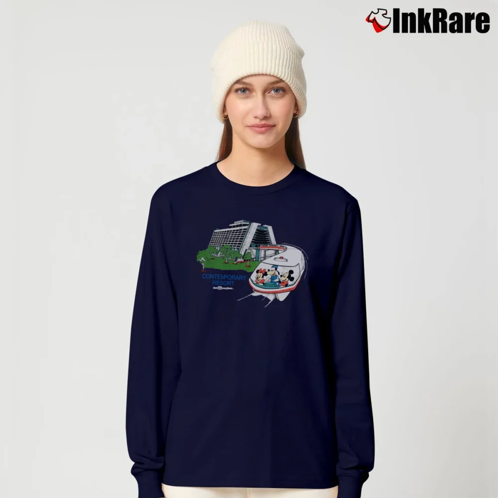 Women’s 1980s Contemporary Resort Mickey Mouse Disney World Long-Sleeve Top in navy | Sleek, Versatile, All-Season