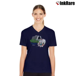 Women’s 1980s Contemporary Resort Mickey Mouse Disney World V-Neck Tee in navy | Chic Neckline, Soft Texture