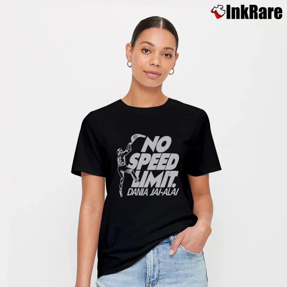 Women’s 1980s Dania Beach Jai Alai No Speed Limit Signature T-Shirt in black | Soft, Flattering Fit