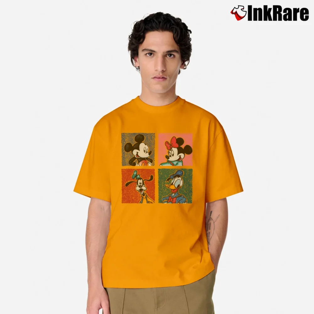 Men’s 1980s Disney Mickey And Friends Classic T-Shirt in orange | Soft, Breathable Everyday Wear