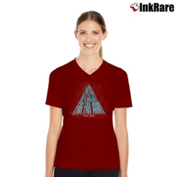Women’s 1980s Disneyland Star Tours Star Wars Galaxy Ride V-Neck Tee in maroon | Chic Neckline, Soft Texture