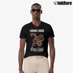 Men’s 1980s Dragon Lounge Corpus Christi Texas Souvenir V-Neck Tee in black | Sharp, Breathable, Everyday Staple