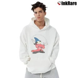 Men’s 1980s Fantasia Mickey Mouse Disney Pullover Hoodie in white | Cozy, Durable, Modern Fit