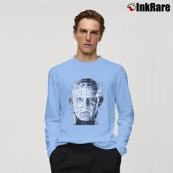 Men’s 1980s Hellraiser Ghost In The Shell Long-Sleeve Shirt in light blue | Sleek, Lightweight, Year-Round Wear