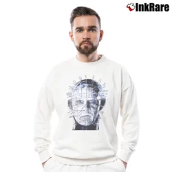 Men’s 1980s Hellraiser Ghost In The Shell Crewneck Sweatshirt in white | Cozy Fabric, Clean Style