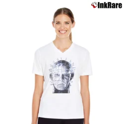 Women’s 1980s Hellraiser Ghost In The Shell V-Neck Tee in white | Chic Neckline, Soft Texture