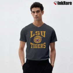 Men’s 1980s LSU Tigers V-Neck Tee in charcoal | Sharp, Breathable, Everyday Staple