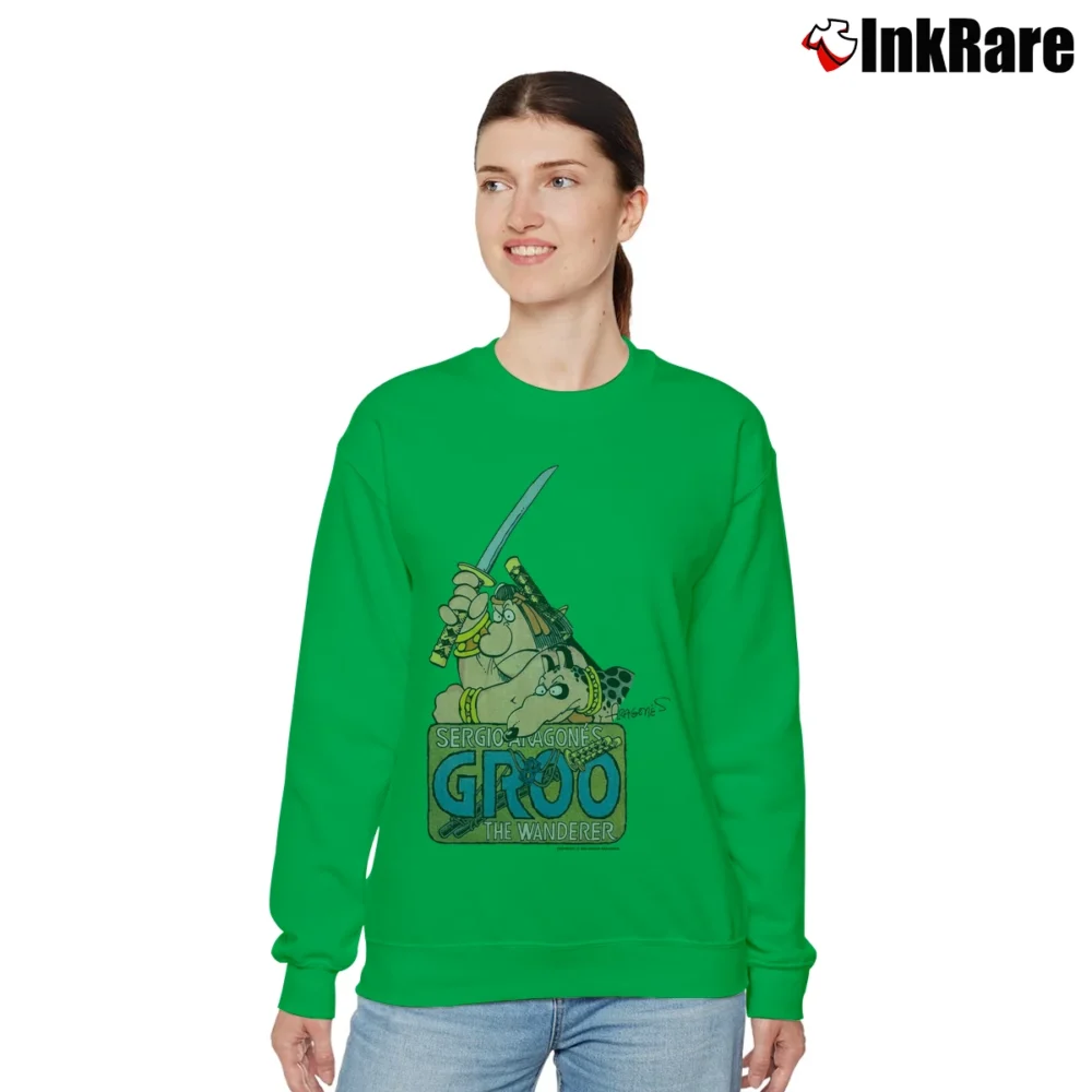 Women’s 1980s Marvel Groo The Wanderer Sergio Aragones Relaxed Sweatshirt in irish green | Soft, Laid-Back Vibe