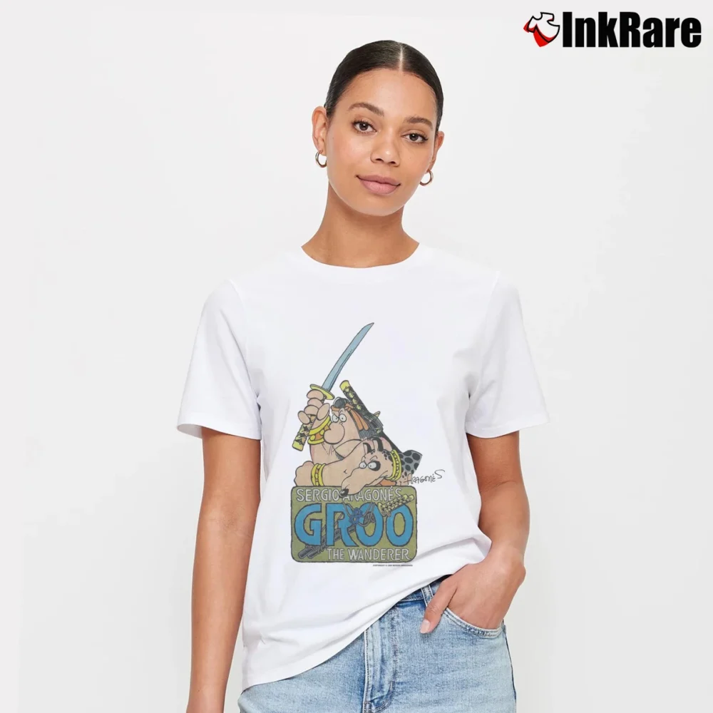 Women’s 1980s Marvel Groo The Wanderer Sergio Aragones Signature T-Shirt in white | Soft, Flattering Fit