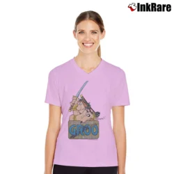 Women’s 1980s Marvel Groo The Wanderer Sergio Aragones V-Neck Tee in light pink | Chic Neckline, Soft Texture