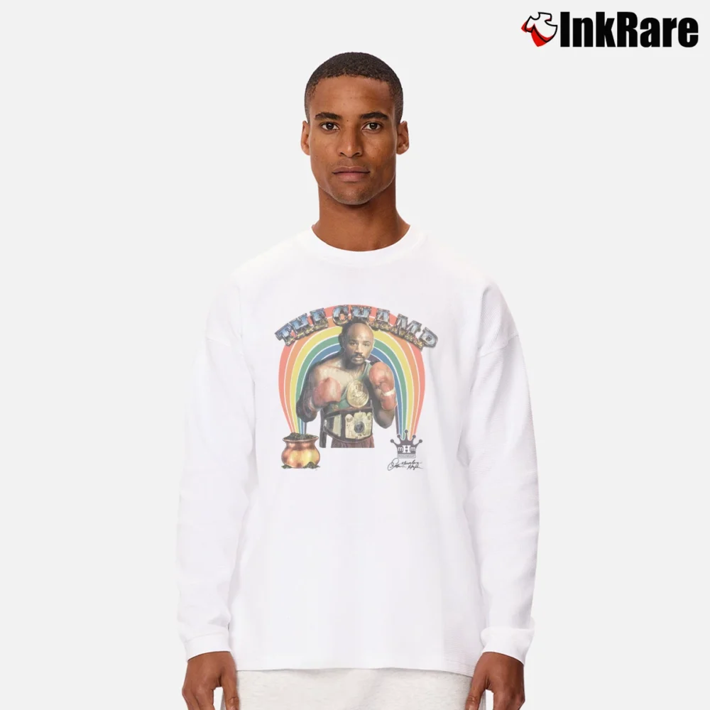 Men’s 1980s Marvin Hagler The Champ Marvelous Boxing Long-Sleeve Shirt in white | Sleek, Lightweight, Year-Round Wear