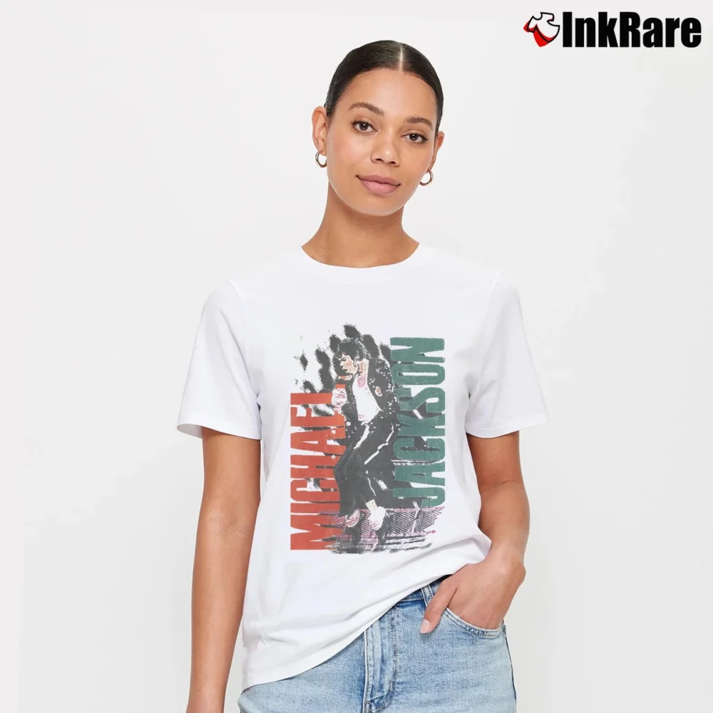 Women’s 1980s Michael Jackson Bad Tour Concert Signature T-Shirt in white | Soft, Flattering Fit