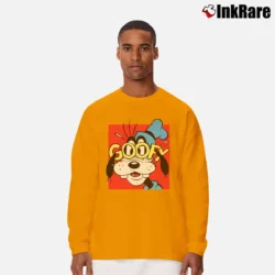 Men’s 1980s Mickey Goofy Friends Cartoon Disney Long-Sleeve Shirt in orange | Sleek, Lightweight, Year-Round Wear