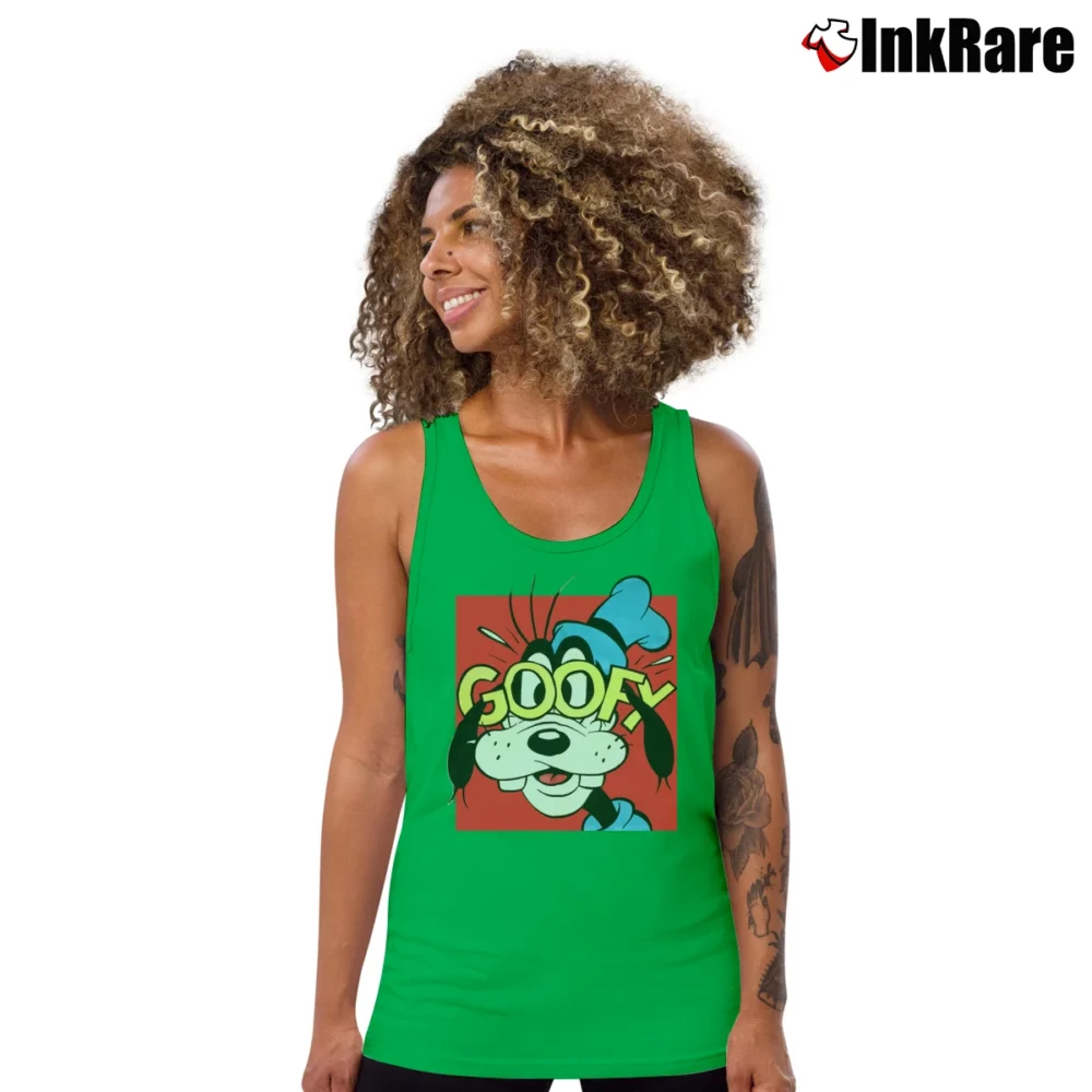 Women’s 1980s Mickey Goofy Friends Cartoon Disney Tank Top in irish green | Lightweight, Movement-Friendly