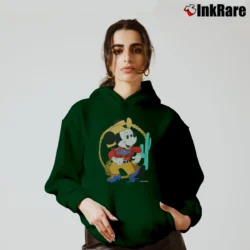 Women’s 1980s Mickey Mouse Cowboy Lasso Cactus Cozy Hoodie in forest green | Warm, Structured, Stylish