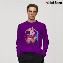 Men’s 1980s Mickey Mouse Cowboy Lasso Cactus Long-Sleeve Shirt in purple | Sleek, Lightweight, Year-Round Wear