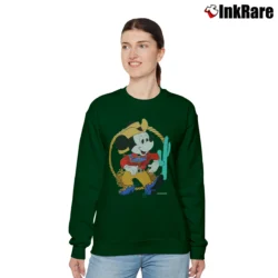 Women’s 1980s Mickey Mouse Cowboy Lasso Cactus Relaxed Sweatshirt in forest green | Soft, Laid-Back Vibe
