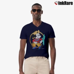 Men’s 1980s Mickey Mouse Cowboy Lasso Cactus V-Neck Tee in navy | Sharp, Breathable, Everyday Staple