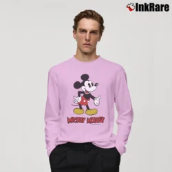Men’s 1980s Mickey Mouse Disney Graphic Long-Sleeve Shirt in light pink | Sleek, Lightweight, Year-Round Wear