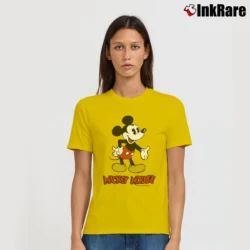 Women’s 1980s Mickey Mouse Disney Signature T-Shirt in yellow | Soft, Flattering Fit