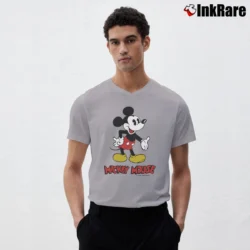 Men’s 1980s Mickey Mouse Disney V-Neck Tee in sport grey | Sharp, Breathable, Everyday Staple