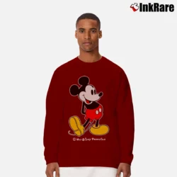 Men’s 1980s Mickey Mouse Disney World Magic Long-Sleeve Shirt in maroon | Sleek, Lightweight, Year-Round Wear