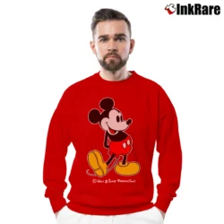Men’s 1980s Mickey Mouse Disney World Magic Crewneck Sweatshirt in red | Cozy Fabric, Clean Style