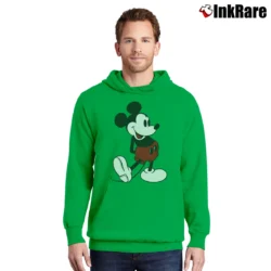 Men’s 1980s Mickey Mouse Iconic Walt Disney Cartoon Pullover Hoodie in irish green | Cozy, Durable, Modern Fit