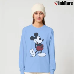 Women’s 1980s Mickey Mouse Iconic Walt Disney Cartoon Long-Sleeve Top in light blue | Sleek, Versatile, All-Season