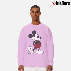 Men’s 1980s Mickey Mouse Iconic Walt Disney Cartoon Long-Sleeve Shirt in light pink | Sleek, Lightweight, Year-Round Wear