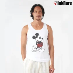 Men’s 1980s Mickey Mouse Iconic Walt Disney Cartoon Tank Top in white | Breathable, Active-Friendly Design