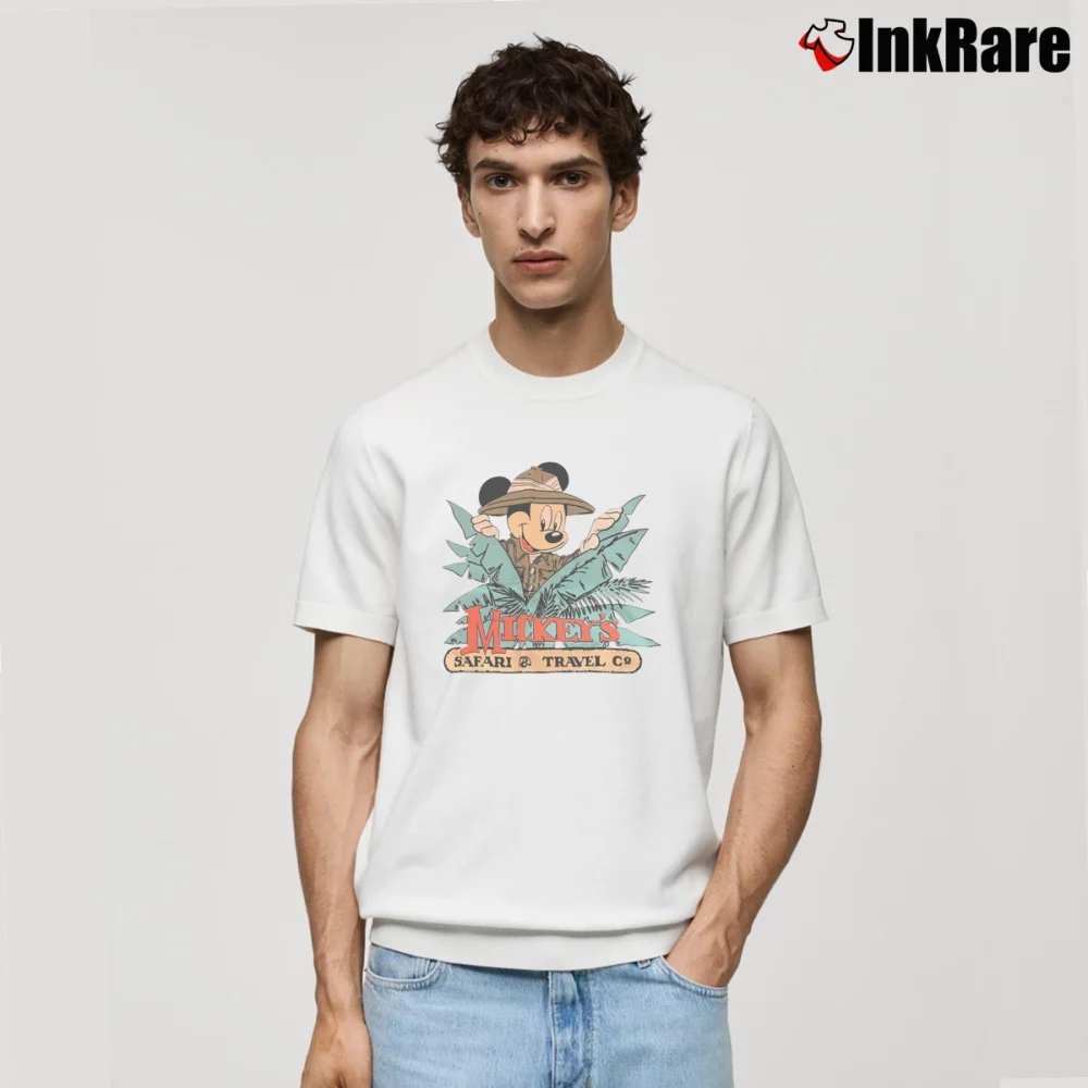 Men’s 1980s Mickey Mouse Safari Disney Classic T-Shirt in white | Soft, Breathable Everyday Wear