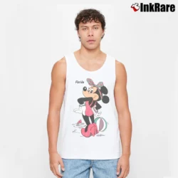 Men’s 1980s Minnie Mouse Miami Retro Tank Top in white | Breathable, Active-Friendly Design