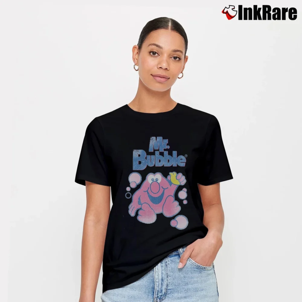 Women’s 1980s Mr. Bubble Retro Logo Graphic Signature T-Shirt in black | Soft, Flattering Fit