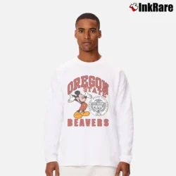 Men’s 1980s Oregon State Beavers Mickey Mouse NCAA Long-Sleeve Shirt in white | Sleek, Lightweight, Year-Round Wear