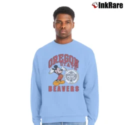 Men’s 1980s Oregon State Beavers Mickey Mouse NCAA Crewneck Sweatshirt in light blue | Cozy Fabric, Clean Style