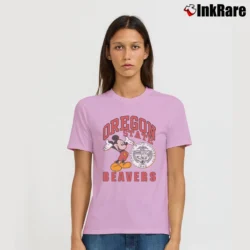 Women’s 1980s Oregon State Beavers Mickey Mouse NCAA Signature T-Shirt in light pink | Soft, Flattering Fit