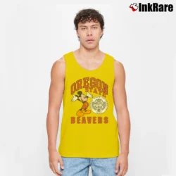 Men’s 1980s Oregon State Beavers Mickey Mouse NCAA Tank Top in yellow | Breathable, Active-Friendly Design