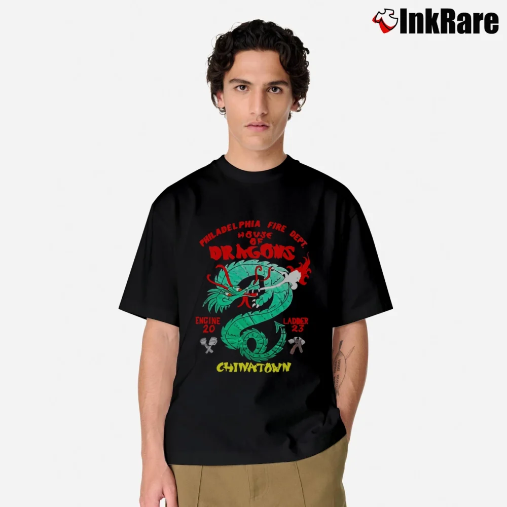 Men’s 1980s Philadelphia Chinatown Fire Dept Dragon Classic T-Shirt in black | Soft, Breathable Everyday Wear