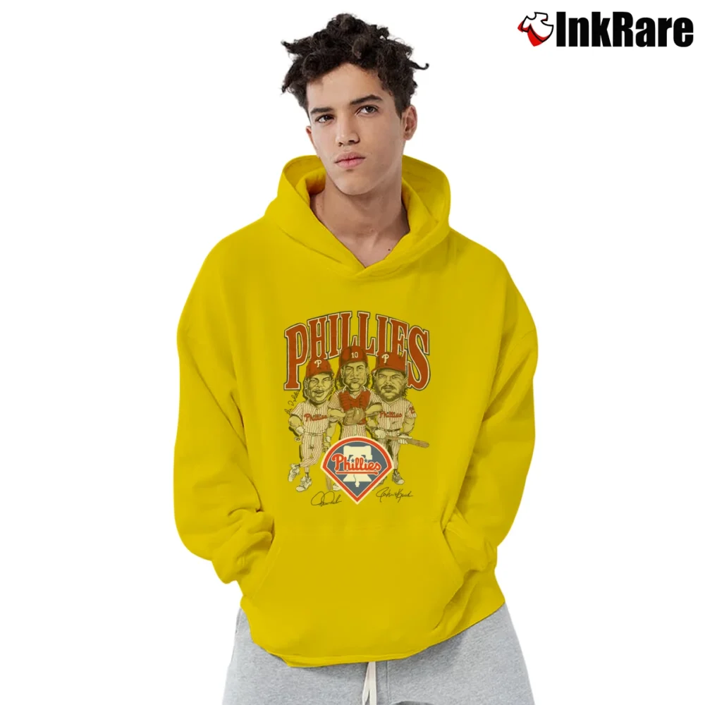 Men’s 1980s Philadelphia Phillies Bobblehead Graphic Pullover Hoodie in yellow | Cozy, Durable, Modern Fit