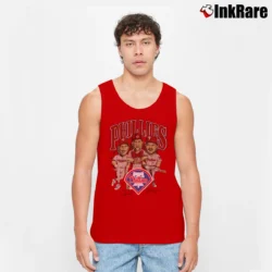 Men’s 1980s Philadelphia Phillies Bobblehead Graphic Tank Top in red | Breathable, Active-Friendly Design