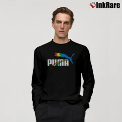 Men’s 1980s Puma Rainbow Cat Pride Graphic Long-Sleeve Shirt in black | Sleek, Lightweight, Year-Round Wear