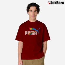Men’s 1980s Puma Rainbow Cat Pride Graphic Classic T-Shirt in maroon | Soft, Breathable Everyday Wear