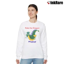 Women’s 1980s Ride The Dragon Playland New York Coaster Relaxed Sweatshirt in white | Soft, Laid-Back Vibe