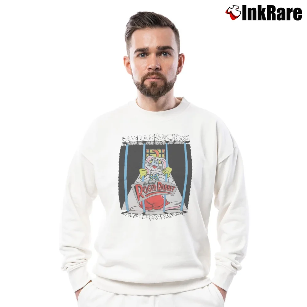 Men’s 1980s Roger Rabbit Walt Disney Movie Promo Crewneck Sweatshirt in white | Cozy Fabric, Clean Style