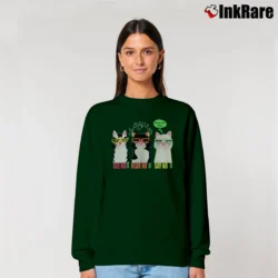 Women’s 1980s See Speak Hear No Evil Cats Have No Fun Graphic Relaxed Sweatshirt in forest green | Soft, Laid-Back Vibe