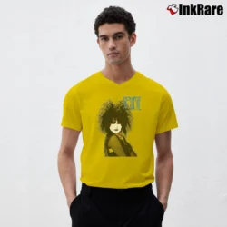 Men’s 1980s Siouxsie Sioux Band Tour V-Neck Tee in yellow | Sharp, Breathable, Everyday Staple